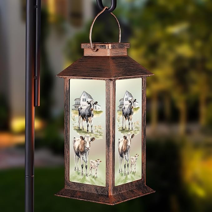 Pawatee Solar Hanging Lanterns, Bronze Cow Style, Waterproof, LED, Ideal for Garden Decor, Outdoor Gatherings, and Gifting