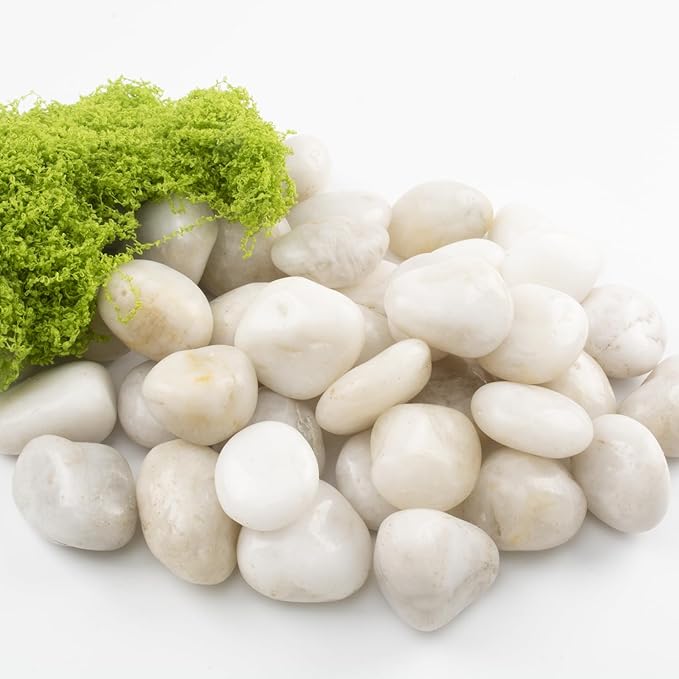 LOOIOOJ 40lbs White River Rocks - 1-2Inch Natural White Rocks for Potted Plants, Decorative Rocks for Landscaping, and River Rocks for Aquariums (Weight : 40 LB, White)