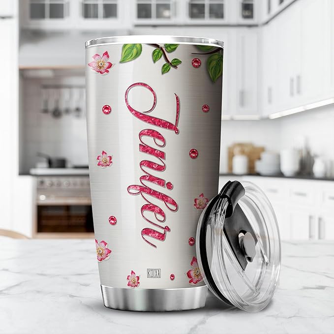 Personalized Coffee Tumbler Hummingbird Custom Name Birthday Gifts For Women Friends Mom Travel Mug With Lid Insulated Cup Cold Steel Tumblers Inspirational Quotes Jewelry Styles