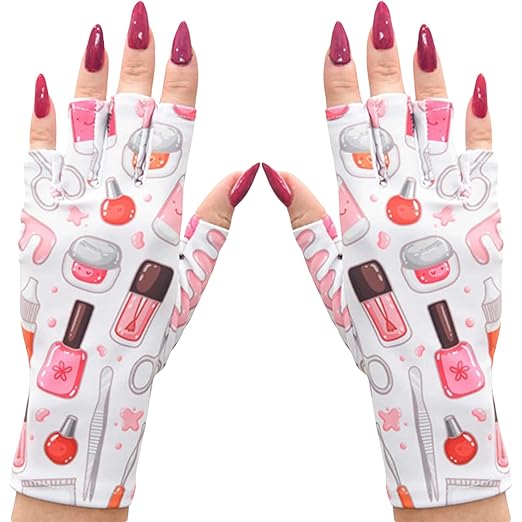 ManiGlovz - The Original UPF 50+ UV Light Protective Nail Gloves | Gel Manicure Gloves and Anti UV Fingerless Gloves for Women | Can be Used as Sun Protection Gloves for Driving | Nailed It Print