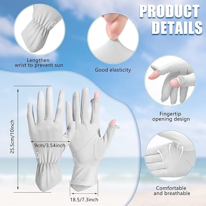 Loopeer 2 Packs Women Sun Protection Driving UV Gloves Full Finger Touchscreen Non Slip Breathable Summer Outdoor Gloves