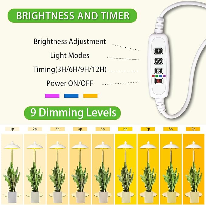 Qtittu LED Floor Grow Lights for Indoor Plants, Corner Stand Full Spectrum Plant Growing Lamp, 10 Dimmable Levels Auto 3/6/9/12H Timer Grow Light, Height Adjustable for Large Tall Plants (Have Base)