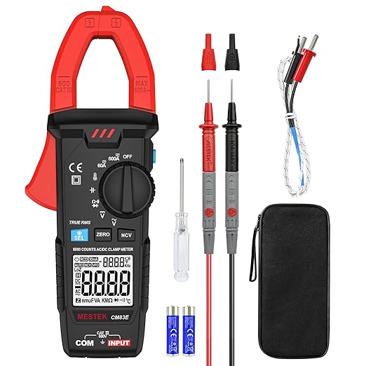 Digital Clamp Meter, MESTEK Multimeter Voltage Tester TRMS 6000 Counts Auto-ranging Amp Volt Ohm Meter with NCV, Measures AC/DC Current, Voltage, Capacitance, Resistance, Diodes, Continuity, Live Wire