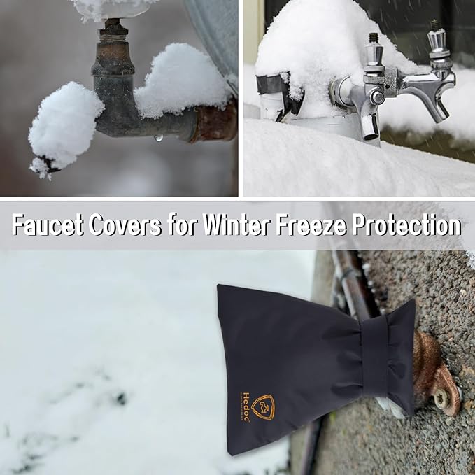 Hedoc Pro Outdoor Faucet Covers for Winter Freeze Protection, 2 Pack 6'' W x 8.2'' H Winter Faucet Insulation Cover Socks, Hose Bib Covers for Winter (Faucet Cover 2 Pack)