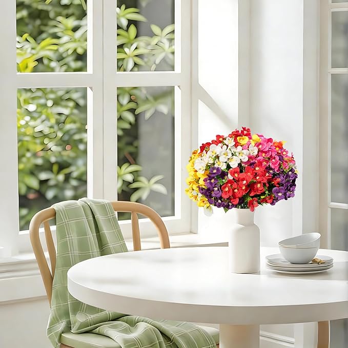 20 Pcs Artificial Flowers for Outdoor,UV-Resistant Realistic Looking Artificial Pansies, Fake Flowers for Decoration Indoor and Outdoor, Window Box, Porch, Patio, Garden,Home Decor - Year-Round Beauty