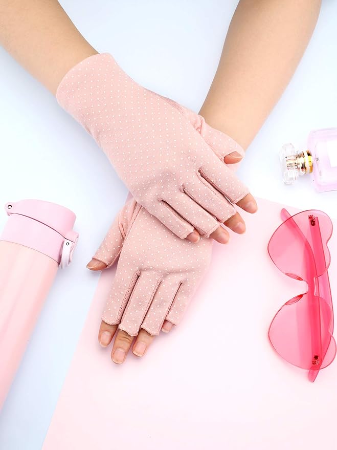 Maxdot Sun Gloves for Women UV Protection Fingerless Non Slip Sunscreen Driving Gloves for Summer Outdoor