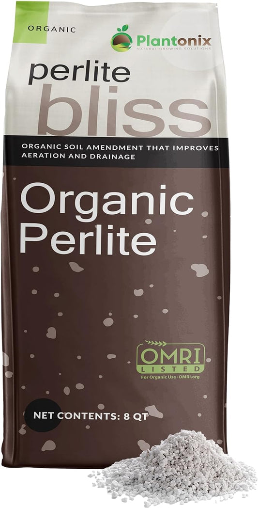 Perlite Bliss (8 Qts) - Organic Perlite for Plants Indoor Soil Amendment - Horticultural Perlite for Gardening & Seed Starting - Mix Easily with Potting Soil, Vermiculite, & Coco Coir for Plants