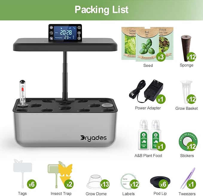 Hydroponics Growing System Kit with Seeds: 12 Pods Indoor Herb Garden Kit with LED Grow Light Plant Germination Kit Aeroponic Healthy Fresh Herbs Vegetables Hydroponic Planter for Home Kitchen Office