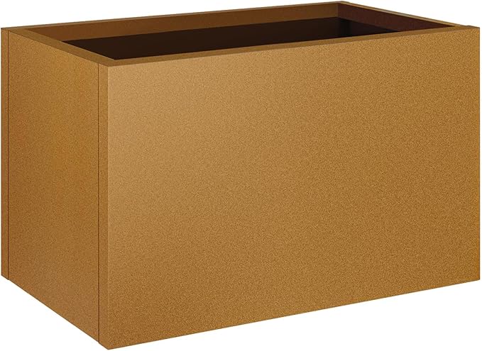 Meyoppm Corten Steel Planter Box 32"x16"x16", Rustic Metal Planter with Partitions & Drainage Holes, Frost Rust Resistant Heavy Duty Planter for Patio Garden Indoor Outdoor Commercial Decor