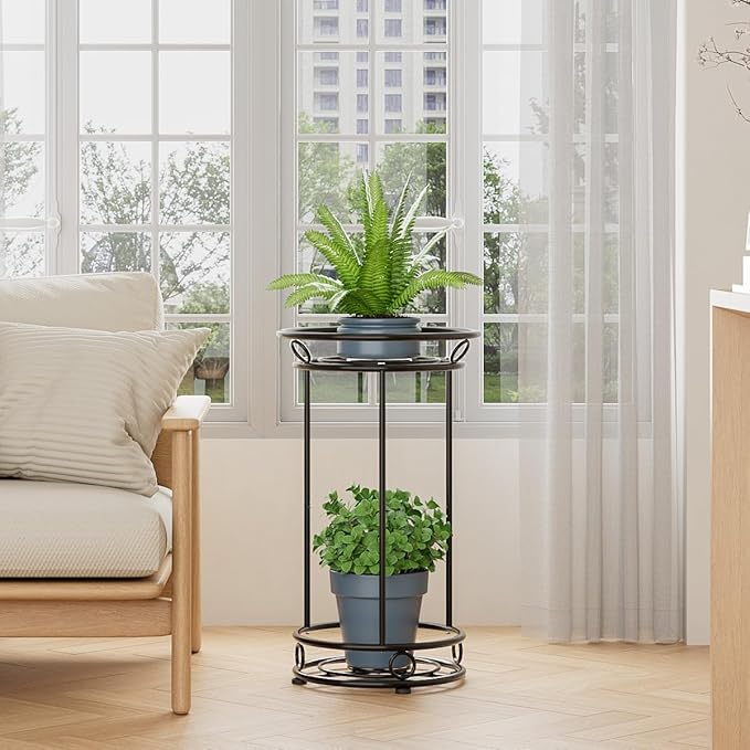YIUKEA Plant Stand Indoor Outdoor - Metal Planter Holder Shelf Tall Tiered Flower Pot Display Organizer Rack for Garden, Patio, Living Room, Bathroom, Office (Black)