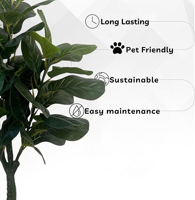 XBrand 39.4-Inches Artificial Fiddle Leaf Fig Tree in Pot for Indoor Outdoor Home Office Store, Great Housewarming Gift