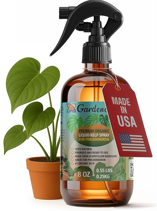 GARDENERA Professional Organic Liquid Kelp Spray for Philodendron Plants - 8 oz - Ready-to-Use Fully Organic Seaweed & Kelp Fertilizer Mist