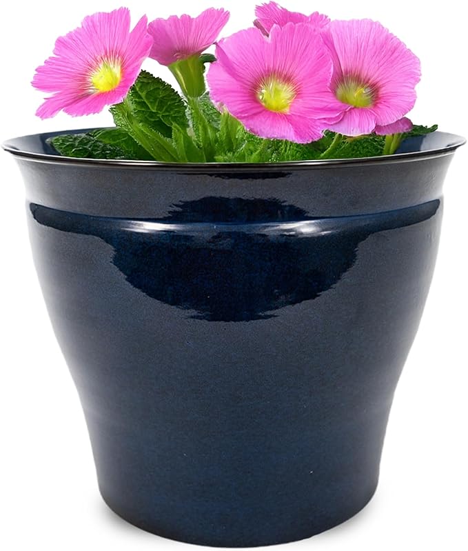 Headwind Glazed Ironstone Avery Collection Decorative Plant Pot – 14" Midnight Sapphire Glazed Decorative Pot – Lightweight & Durable Flower Pots for Indoor Plants - Outdoor Planter by Robert Allen