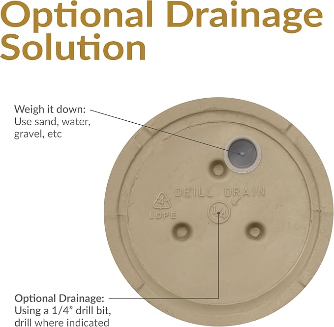 Sunnydaze 16-Inch Darcy Round Plant Pot - Polyresin Large Outdoor Urn Planter with Drillable Drainage Hole - Beige