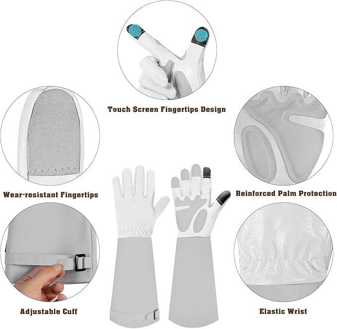 SLARMOR Long-Gardening-Gloves for Women/Men - Thorn Proof Rose Pruning Gloves Heavy Duty Gauntlet, Best Garden Gifts for Gardener-M