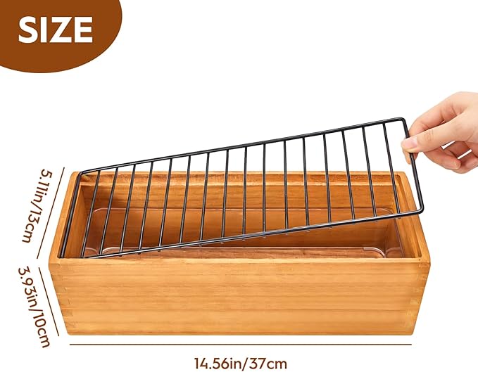 Wooden Cat Grass Planter,Cat Grass Kit for Indoor Cats with Anti-Digging Grid, Potting Soil Disks,Watering Bottle and Removable Plastic Liner,Wheat Grass Growing Pot