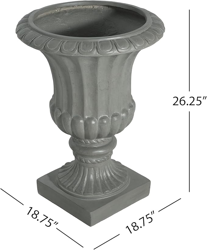 Merax 26.25'' Tall Antique Urn Planter, Classic Garden Urn for Indoor & Outdoor Use, Large Patio & Living Room Decor Planter, Gray