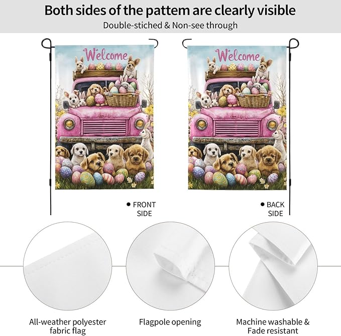 Truck Animals Garden Flag 12x18 Inch Double Sided All-Weather Polyester Outdoor Flag For Patio Lawn Yard And Garden Welcome Decor