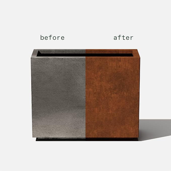 Veradek Corten Steel Series Span Planter - Tall Rectangular Metal Planter for Outdoor Porch/Patio | Naturally Rusting Steel for All-Weather Use | Modern Rustic Décor for Tall Plants, Flowers, Trees