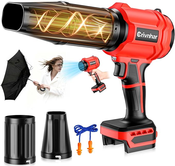 Cordless Leaf Blower for Milwaukee 18V Batteries, 120-MPH Handheld Dust Blowers with LED Light & 2 Nozzles, Battery Powered Variable Speed Turbo Blower for Leaves/Dust/Patio/Lawn/Snow(No Battery)