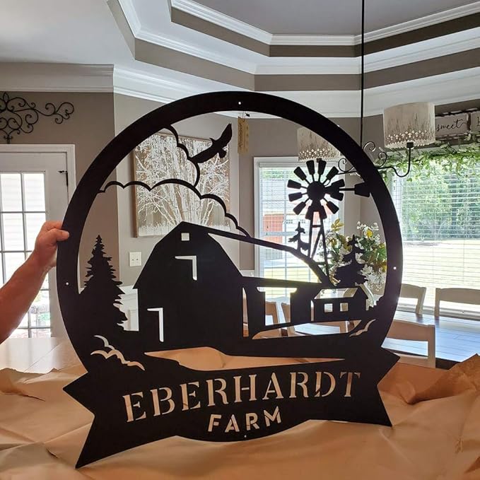 RealSteel Farmhouse Monogram, Outdoor Family Name Sign, Outdoor Decor, Farmhouse Decor Metal Sign, Perfect Entry Roads, Front Gates, Barns, Silos and Stables, Family Homes, Gift Shop Gifts