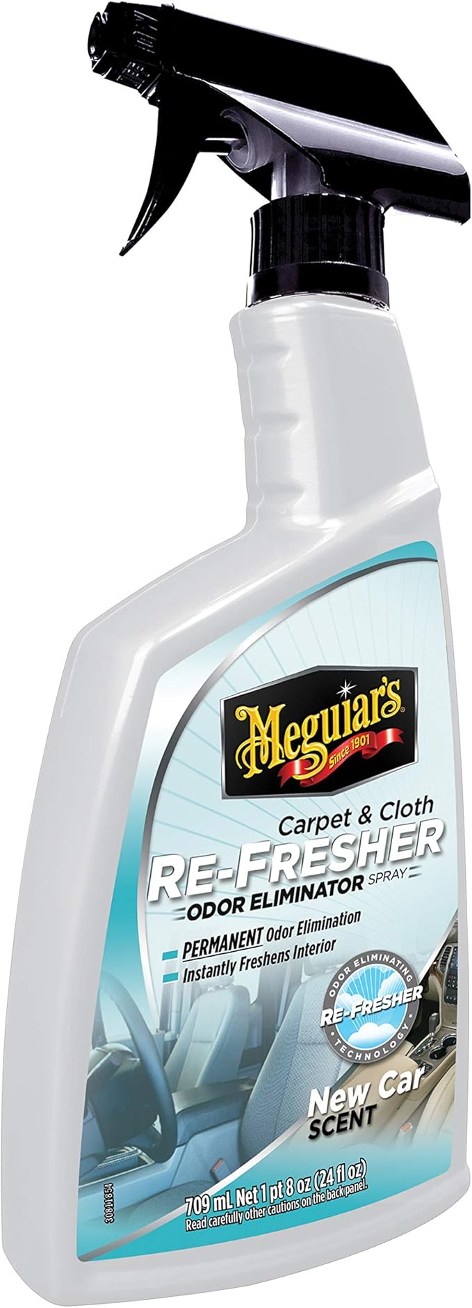 Meguiar's Carpet & Cloth Re-Fresher Odor Eliminator Spray - Interior Fabric Odor Eliminator - Permanently Eliminates Odors & Freshens Fabrics in your Car, Easy to Use Trigger Spray, 24 Oz