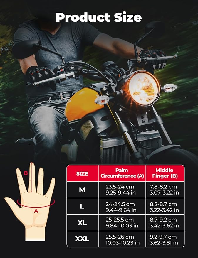 KEMIMOTO Motorcycle Gloves for Men, Touchscreen Cycling Gloves for Outdoor Sports On-Road Off-Road Mountain Motorcycle Motorcross Motorbike Dirt Bike Bicycle Racing ATV UTV