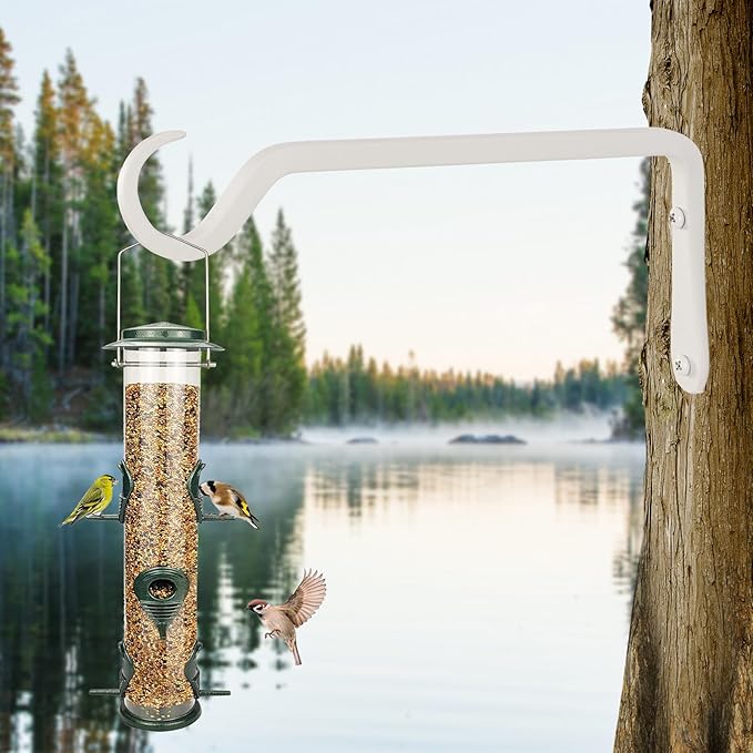 AILIN YELOKIE 10" Plant Hangers 2-Pack - Heavy Duty Rust-Resistant Steel Hooks for Bird Feeders, Indoor/Outdoor Plants & Wall Decor, White