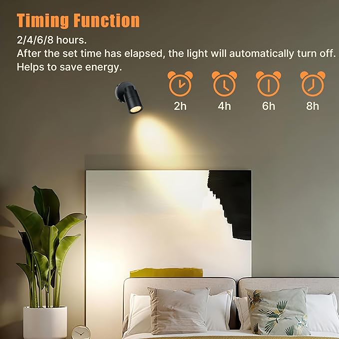LED Spotlights Indoor, 5W Plants Uplighting with Remote Control Dimmable & Timer, Uplights Indoor Floor Spot Lights for Painting, Picture, Artwork, Accent Stick on Wall Light with 5.9 FT Plug Cord