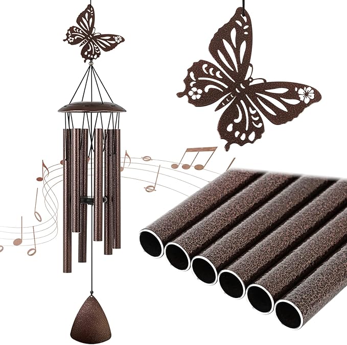 Doopeer Wind Chimes Outdoor, 37" Butterfly Wind Chimes for Outside Garden Patio Yard Decor, Deep Tone Windchimes for Mom Women Grandma Wife, Gifts for Christmas, Mother's Day, Birthday