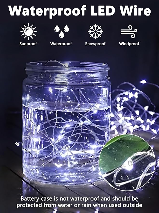 3 Pack Fairy Lights Battery Operated with Remote Control Timer, 26 FT 80 LED String Lights Outdoor Indoor, 8 Mode Twinkle Lights for Christmas Party Wedding Birthday Bedroom Décor (Cool White)