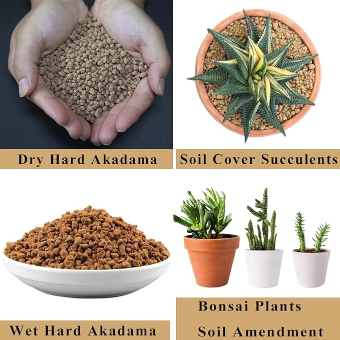 JFWOD 6lb Hard Akadama Bonsai Soil 3-6mm Small Grain for Cactus, Succulents, Bonsai Plants Soil Amendment, Prevent Over Water, Provides Optimal Water Retention, Fast Drainage