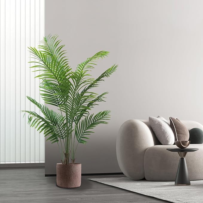 5FT Artificial Palm Tree - Faux Tree Tropical Plant Indoor Outdoor, UV-Resistant Tall Artificial Plants, Large Fake Palm Tree for Home Office Living Room Decor