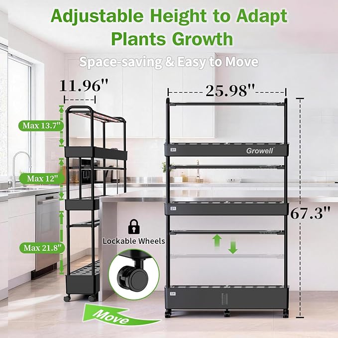 Large Hydroponics Growing System Kit, 90 Pods Vertical Indoor Herb Garden Kit with 2 Light Modes & Auto Circulating Water System, 40L Movable Indoor Gardening System for Herb Vegetable Fruit