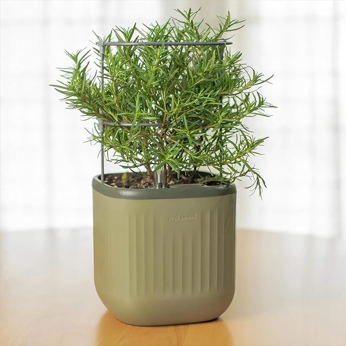 Vego garden Mini Planter Indoor Pots with Trellis Self-Watering Herb Countertop Planter for Climbing Vegetables Flowers Mint Plants Cage 2 Pack - Sage Green