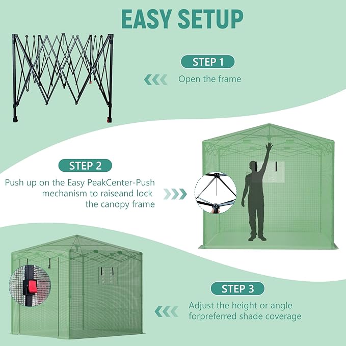 Pop Up Greenhouse, 8x12 FT Pop Up Green House for Outdoors, Portable Greenhouses, Walk-in Greenhouses, Popup Greenhouse Kit, Easy Set Up