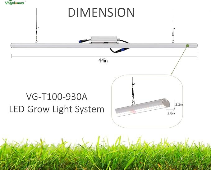 Vegelumax100Watt LED Grow Light Lamp for Indoor Plant Vege Flower Herb Growth,Full Spectrum CRI 90+ High Output White Light CCT 3200K,Isolated Dimming Driver with On/Off Switch,4Feet