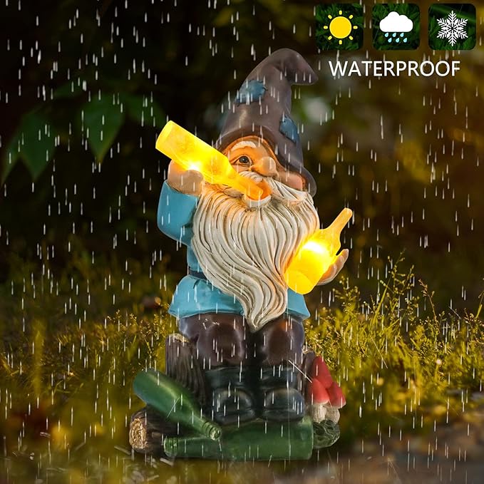 DKJOCKY Gnomes Gifts for Women for Christmas,Funny Garden Gnomes Outdoor Decorations for Yard, Gnomes with Solar Lights Garden Decor, Birthday Gifts for Women Unique