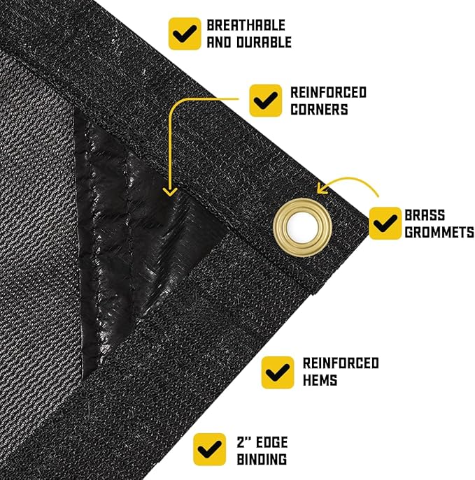 Core Tarps 60% Black Shade Cloth with Grommets - 40 X 60 FT Heavy Duty Mesh Tarp - Sun Shade Cloth for Garden Vegetables Plants Greenhouse Outdoors Backyard Fences Dump Trucks Patio Mesh Shade Tarp