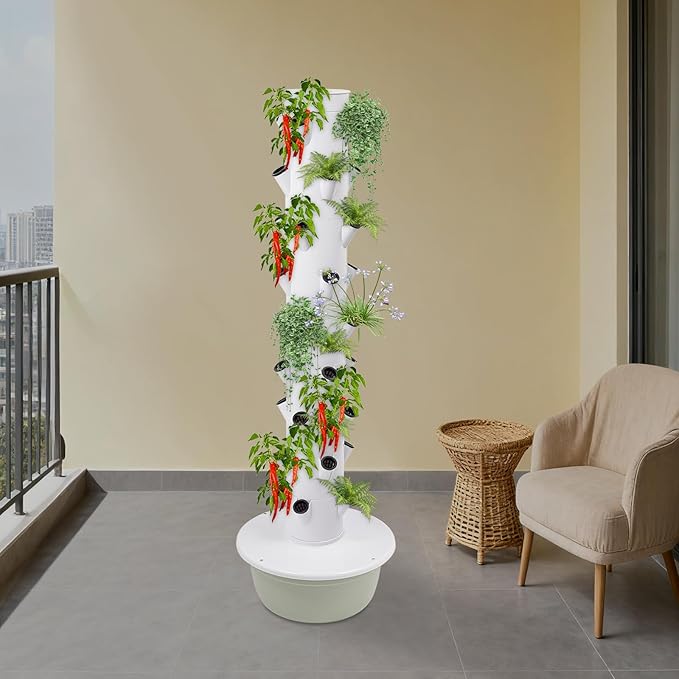 Hydroponic Growing System, 36-Plant Vegetable Planter Tower Outdoor Indoor Garden Vertical Planter Germination Kit with Water Pump, Intelligent Water Circulation & Loop Timer