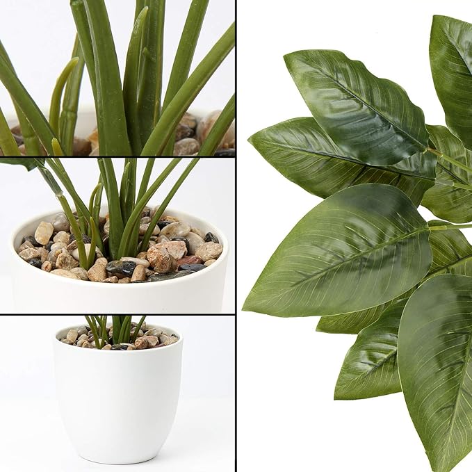 Briful Fake Fern Plants 18'' Fake Potted Plant Artificial Floor Plants with White Pot for Home Office Indoor Decoration Faux Fern Tropical Plants