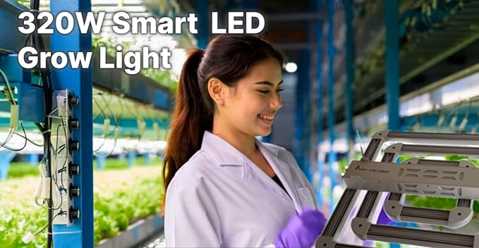 FGI Square 3 320 W Smart LED Grow Light Bundle. 3×3 ft Full Spectrum 4000 K + 660 nm + 730 nm Far-Red, Smart Wi-Fi App Control, Dimmable and Energy Efficient Indoor Grow Lamp for Tents and Greenhouses