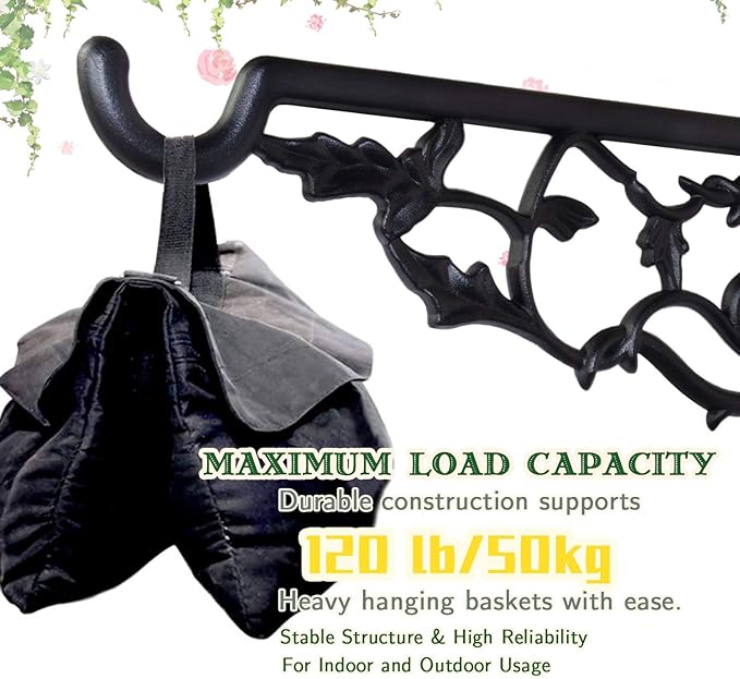 Plant Hanging bracket,13 Inch Aluminum Heavy duty plant hanger,durable rust-resistant Decorative wall mount plant bracket hook for outdoor indoor Hanging Plant Flower Lantern Bird Feeder Wind Chimes
