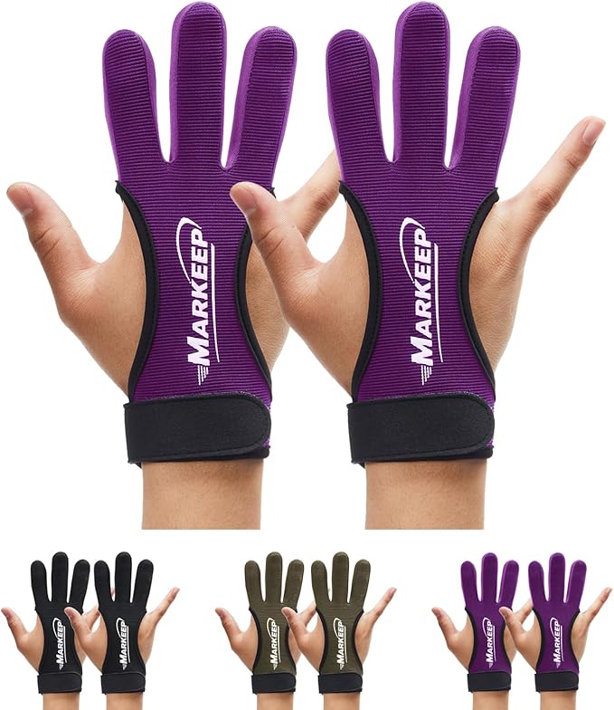 Archery Gloves 2 Pack Shooting Hunting Leather Guard 3-Finger Guard for Youth Adult Man Woman and Beginner Recurve Arrow Bow Archery Protective Gear Accessories