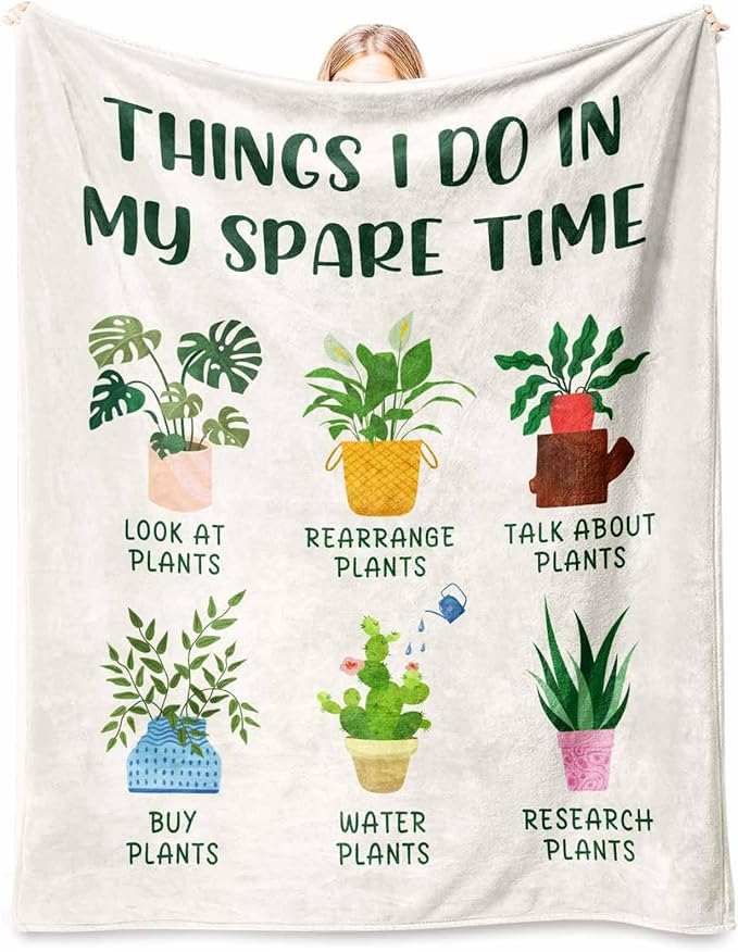 Glydein Plant Lover Gifts for Women Men, Gardening Gifts for Women Men, Flannel Soft Blanket Decor, Plant Lady Mom Gift Ideas, Gardener Gift for Birthday Mothers Day Christmas - 50x60 inches