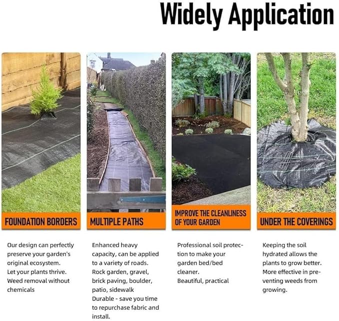 4FT x 50FT Weed Barrier Landscape Fabric, 3.2oz Premium Heavy Duty Garden Cloth, Ground Cover for Gardening, Farming