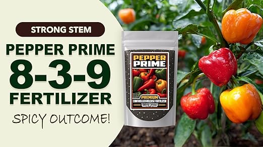 Fertilizer Commercial Grade | Pepper Prime 8-3-9 | 1 Pound | Custom Professional Mix Blend | Controlled-Release Granular | Chelated Micronutrients | Season-Long Feed | Container and In-Ground Plants