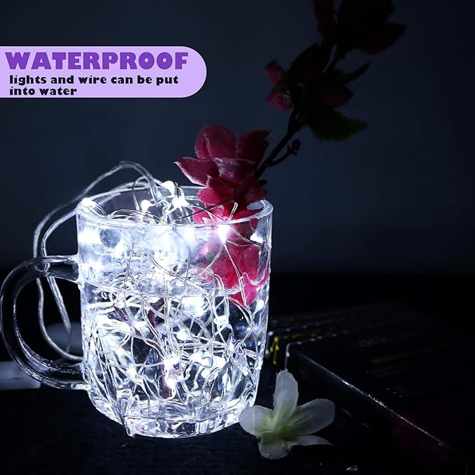 OakHaomie 6 Pack Fairy Lights Battery Operated No Remote LED Starry String Lights 30 Micro Starry LEDs on 10ft Copper Wire Light for DIY Wedding Centerpiece Table Decorations (Cool White)