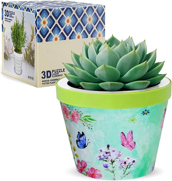 MYLARREN 3D Puzzle Planter, 152 Pcs 3D Puzzle Vases for Adults, Flowers, Small Cute Indoor Plant Pot, Arts and Crafts for Kids 4-6, Adults, Girls, Unique Flower Vases(Butterfly)