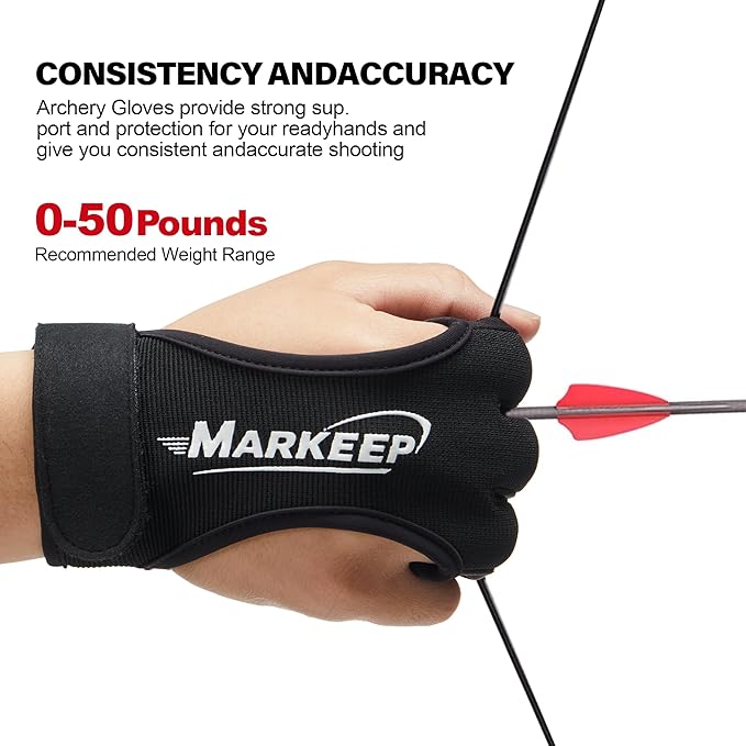 Archery Gloves 2 Pack Shooting Hunting Leather Guard 3-Finger Guard for Youth Adult Man Woman and Beginner Recurve Arrow Bow Archery Protective Gear Accessories